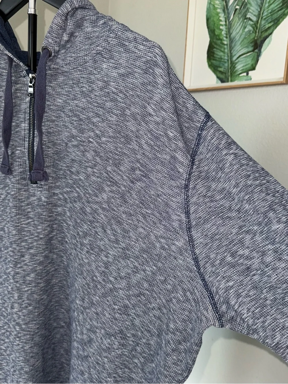 Banana Republic Men’s XXL Blue Marled Quarter-Zip Pullover Hoodie